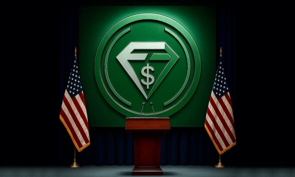 FUSD Logo in-between two American Flags
